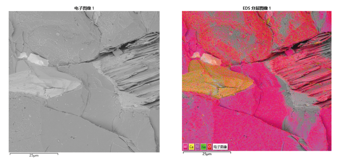 大理巖表征圖與EDS分層圖 大理巖表征圖與EDS分層圖